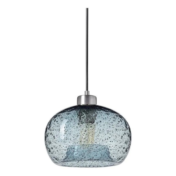 NEW IN BOX Hand Blown Glass COASTAL Blue Modern Accent Pendant light - Picture 7 of 9